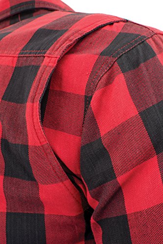 Milwaukee Performance Men's Checkered Flannel Biker Shirt With Aramid (Black/Red, L)