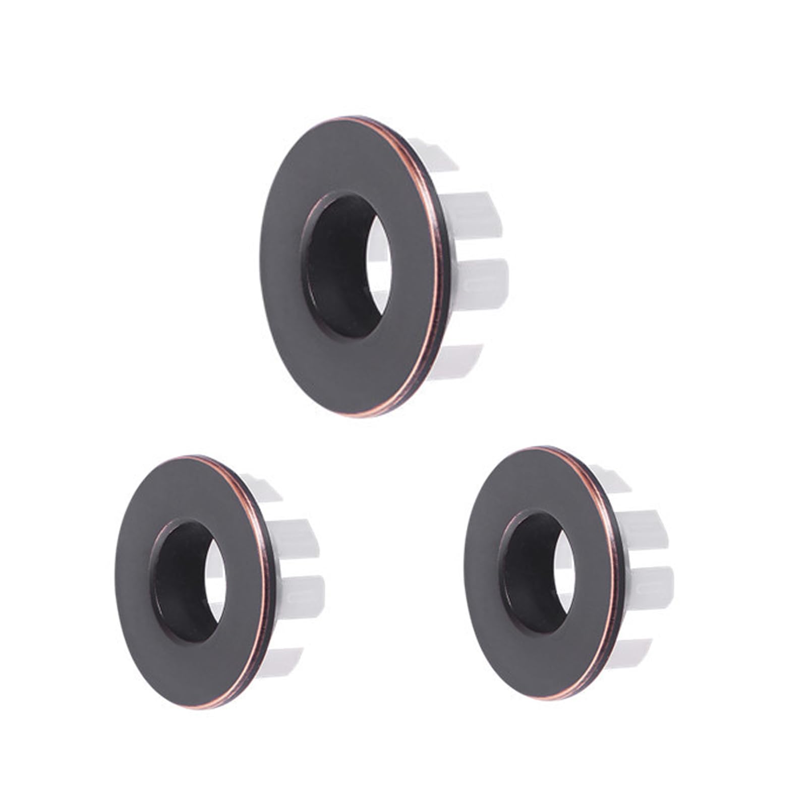 3 Pcs Sink Overflow Caps, Copper Round Basin Hole Cover, Drain Sink Overflow Ring for Kitchen, Hand Basins (Dark Bronze)