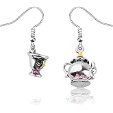 CENWA Chip and Mrs. Potts Cartoon Animal Earrings Gift for Movie Fan