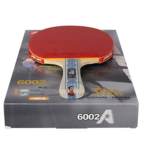 DHS 6-Star 6002 Shake Hand Premium Table Tennis Racket Ping Pong Paddle Blade Inverted Rubber with Carry Case - Thumbnail 3
