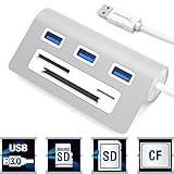 3 Port Aluminum USB 3.0 Hub with Multi-In-1 Card Reader