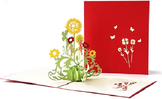 Amazon 母の日 立体ーカード 手作り3dポップアップカード お誕生日カード フラワーカード メッセージカード 七五三祝い 母の日 父の日 バレンタインなどに最適なグリーティングカード 祝福カード 立体花のカード E グリーティングカード 文房具