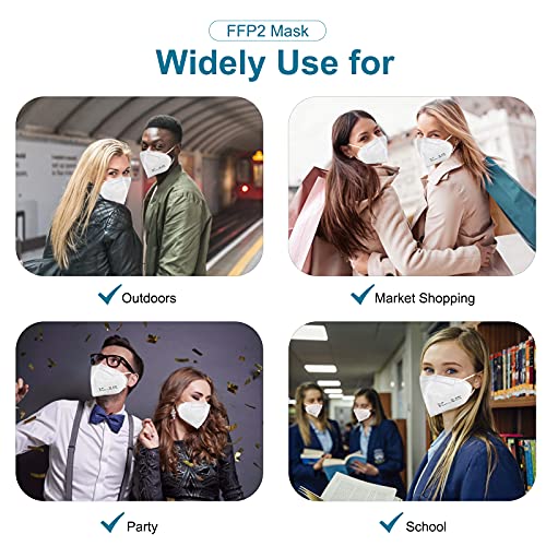 Tayogo Masque FFP2, 10 pcs Masques Jetables, NR Certifié CE EN149, 5 Epaisseurs de Filtration, Emballage Indépendant, Blanc