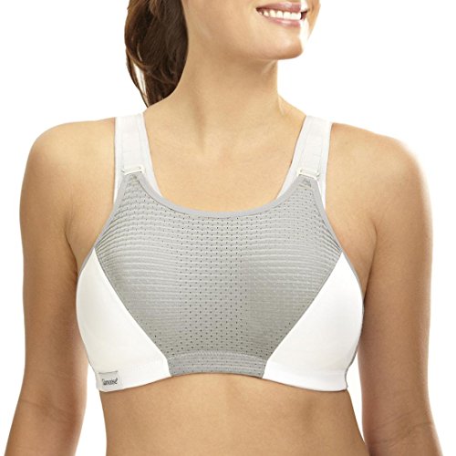 Glamorise Custom Control Wire-Free Sports Bra, 46D, Grey / White