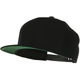 Flexible Wool Blend Prostyle Snapback Cap - Black | Flat bill, 6-panel high-profile construction, adjustable snap closure, acrylic wool blend, thick soft lightweight feel