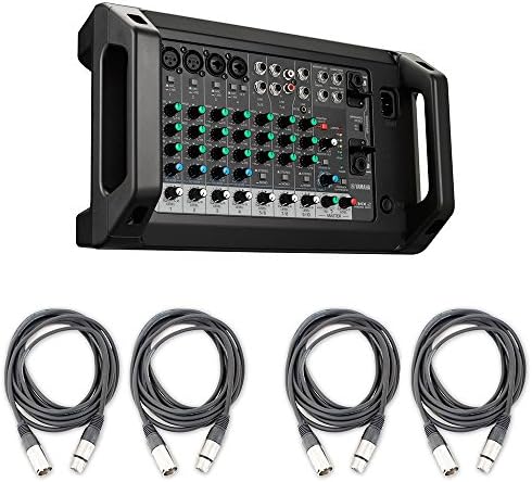 Yamaha EMX2 10-input Stereo Powered Musician Band Speaker PA Mixer with 4 Estudiostar 20ft XLR Cables