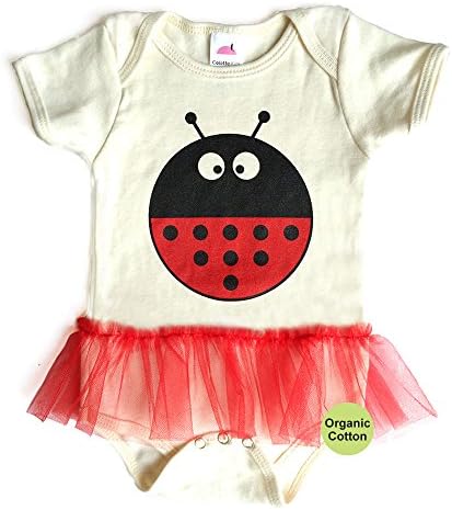 Organic Ladybug Tutu Onesie (12-18mos, Natural)