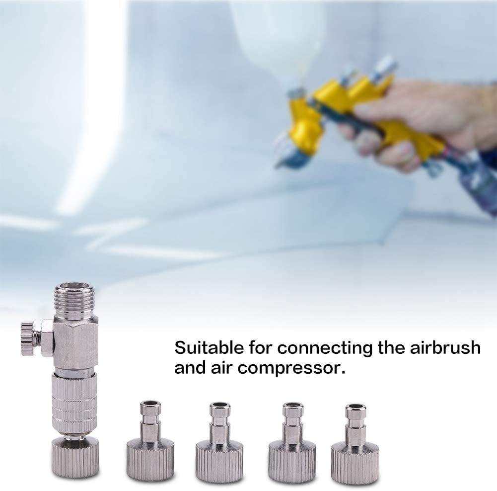 Metal Airbrush Quick Release Disconnect Coupler Spray Gun Accessories Airbrushes Air Hose Adapter with 4pcs 1/8" Male Female Fittings for Connecting Airbrush Air Compressor - Image 3