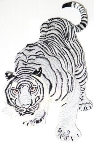 8"X12" Big Large Jumbo White Tiger Big Cat Head Wild Animal Jungle Biker Rider Back Jacket Vest Patch Sew Iron on Embroidered Badge Custom