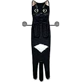 Hawgiman Hand Towels for Bathroom Kitchen,Cute Cat Quick-Dry Hanging Hand Towels Decorative for Bathroom Face Towels,Funny Gifts for Cat Lovers (Black)