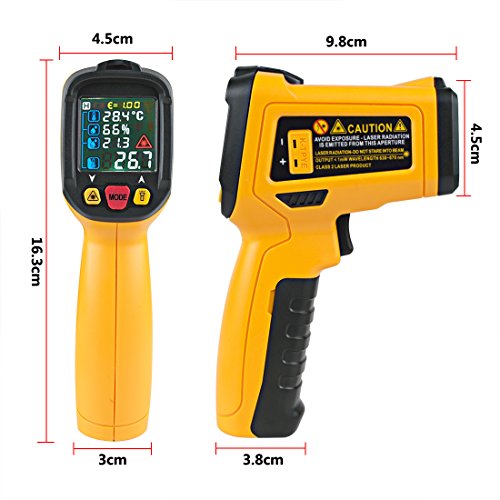 uxcell Temperature Gun Non-Contact Digital Laser Infrared Thermometer GUN -58-1472 Fahrenheit (-50-800 Celsius) Temp Handheld Yellow Black