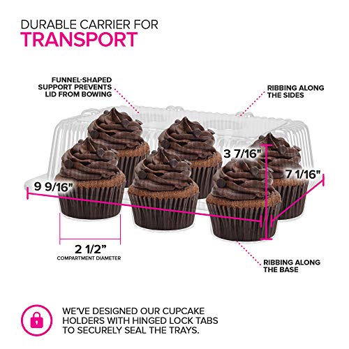Stock-Your-Home-6-Compartment-Disposable-Containers-40-Count-Plastic-Cupcake-Containers-Disposable-Trays-for-Cupcakes-Muffins-Hinged-Lock-Cupcake-Clamshell-Deep-Cups-for-Cupcake-Storage