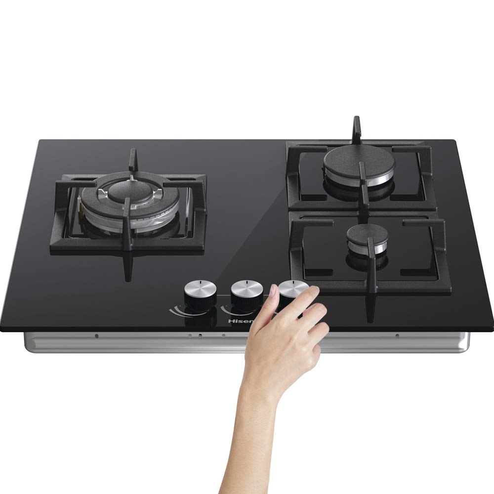 Hisense GG633B – Erdgas-Kochplatte, 3 Zonen, 60 cm, Grill aus Gusseisen und schwarzem Hartglas, automatische Zündung, in den Bedienelementen integriert, Sicherheit Gasstop, einfache Reinigung 8