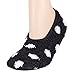 World's Softest Slip-Resistant Bottom Sole Women's Cozy Slippers (Medium, Black Polka Dot)