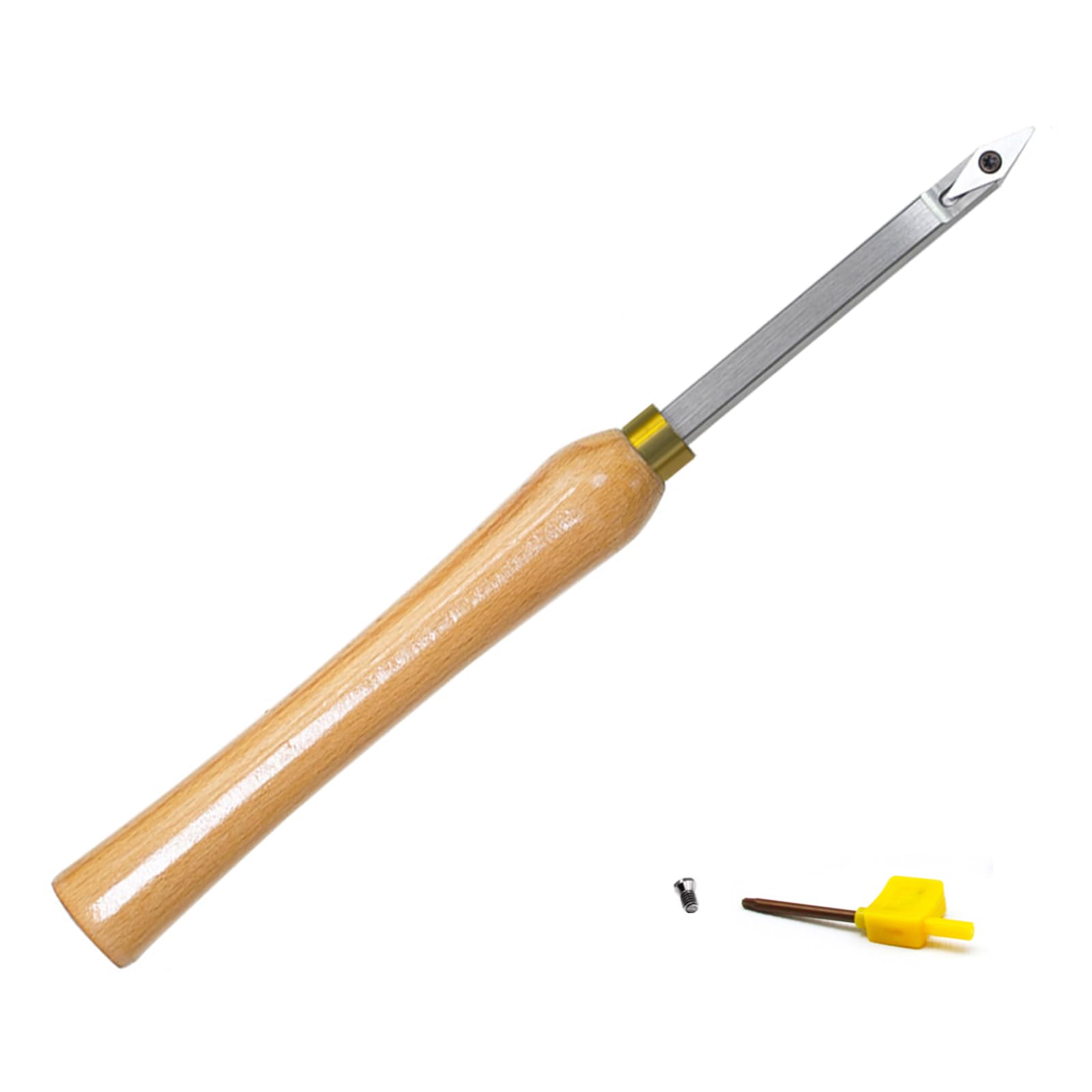 Mini Carbide Tipped Wood Lathe Turning Tools Rougher Detailer Finisher Swan Neck Hollower with Wood Handle, Screws and Key Star Wrenches (Diamond shapped)