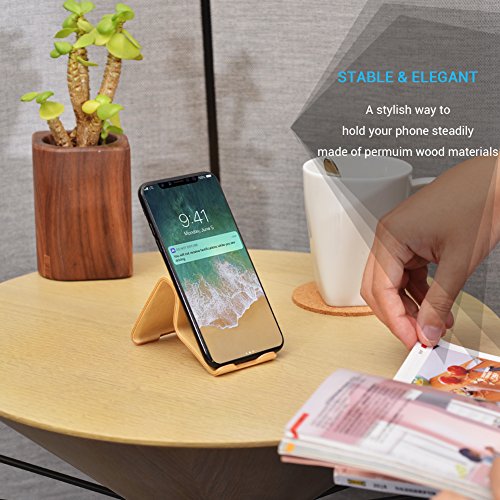 image for SAMDI Wooden Cell Phone Stand, Smartphone Mobile phone Stand Holder fo