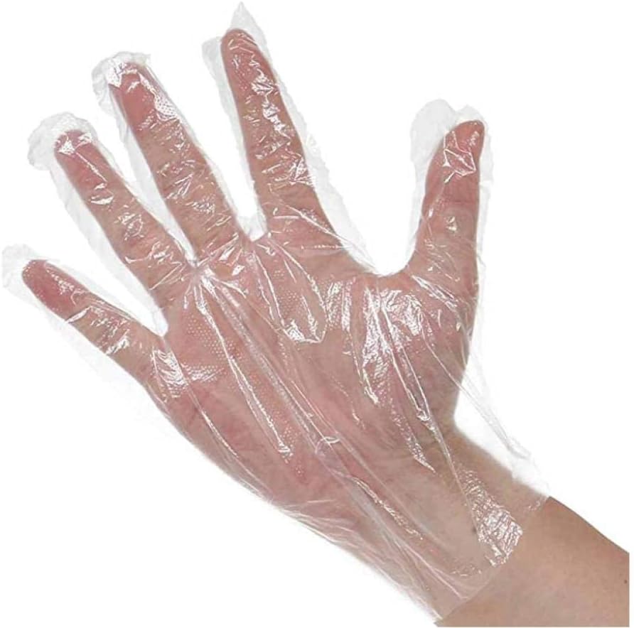 Disposable Transparent Thin Film PE Gloves Waterproof Powder and Latex per Pack 0.6g<100pcs> Total Two Packs