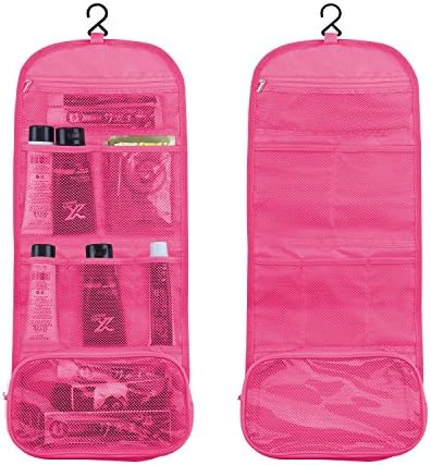 SHPMAS Travel Hanging Toiletry Bags Cosmetic Case Makeup Bag Portable Toiletries Organizer for Men Women Girls Gifts Travel Business Accessories in Pink