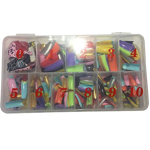 AORAEM 500 Pcs 12 Color French False Acrylic Gel Nail Art Tips Half with Box