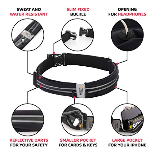 Ceinture De Course LED Réfléchissante - Taille Unique Ajustable - Poches Pour Téléphone Et Clés - Imperméable