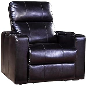 Black chair with straight sides, semi-reclined