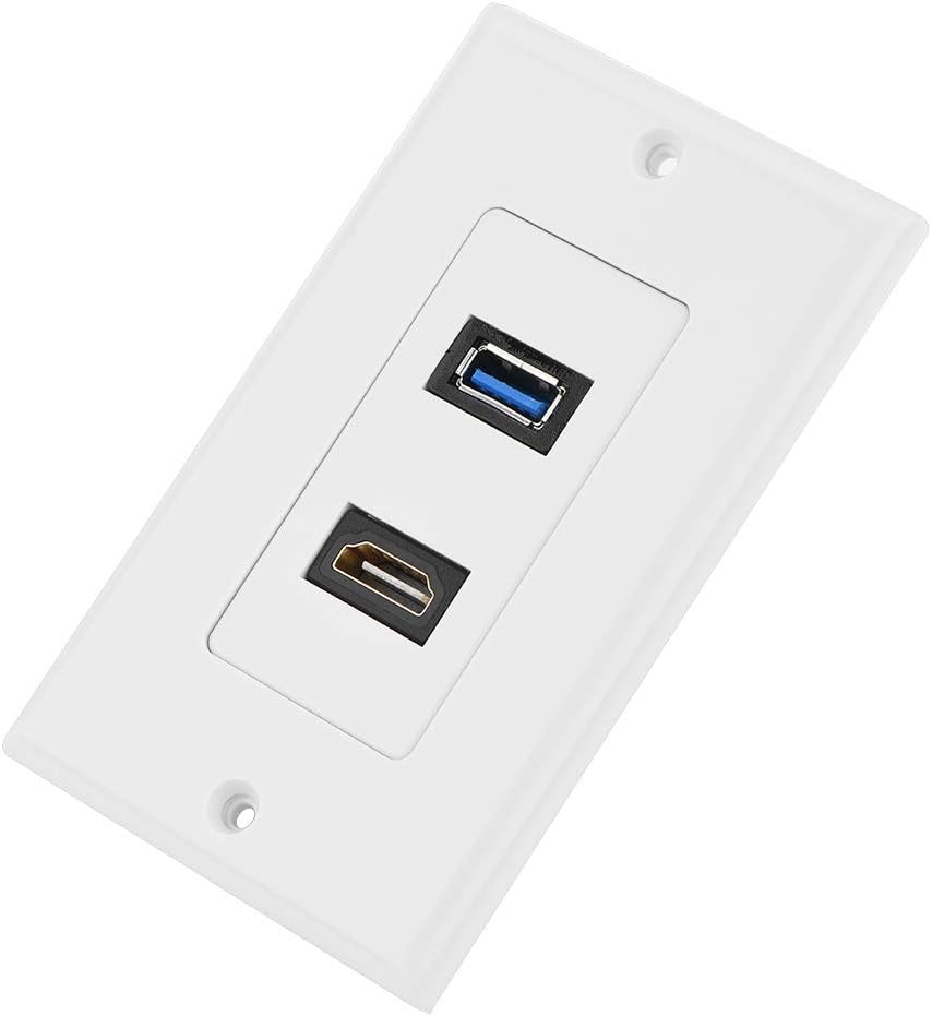HDMI USB3.0 Two-in-one Integrated Multimedia Wall Panel Audio Video Socket,Main Panel Socket HDMI Version 1.4 USB Wall Panel Audio Video Socket,Suitable for Engineering Wiring