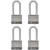 Master Lock 5SSQLJ Stainless Steel Outdoor Padlock with Key, 4 Pack Keyed-Alike