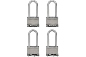 Master Lock Stainless Steel Padlock, 4-Pack Pin Tumbler Laminated 2 Wide Body, 3/8 Diameter, 2 Clearance, 4, 2-1/2-Inch Shack
