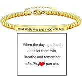 LIU JUN Dont Let The Hard Days Win Beaded Inspire Bracelet For Women, Adjustable Metal Beads Stainless Steel Tube Engraved Band Bracelets Inspirational Gifts Jewelry