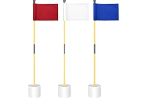KINGTOP Miniature Golf Flagstick, Practice Putting Green Flags for Yard, Golf Pin Flag Hole Cup Set, Portable 2-Section Desig