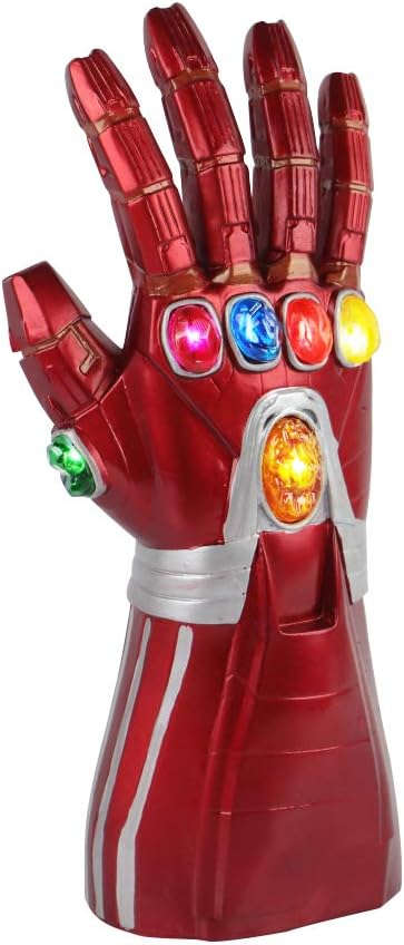 Cos Fashion Kids Infinity Gauntlet Man Glove LED Lights Up Latex Arm Prop Toys Red