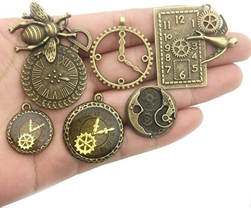 YoudiylaUK 30 pcs Mixed Antique Bronze Watch Clock Face Gear Steam Punk time charms pendants DIY Necklace Bracelet Pendants for Jewelry Making M71 - Image 4