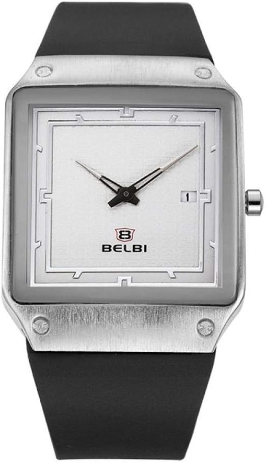 Men's Watches,Fashion Silicone Casual Square Watch Sports Belt Calendar