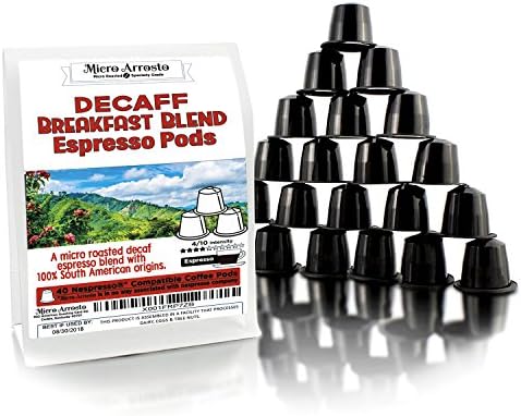Nespresso Compatible Espresso Pods, Breakfast Blend Medium Light Roast Decaffeinated Espresso (40-count); Works in OriginalLine Machines (40 Capsules)