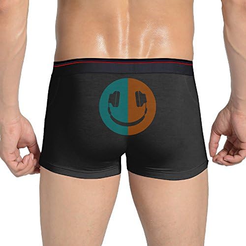 Male Sexy New Style Glow In The Dark Headphone Smiley Black Cotton Boxers For 2017