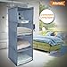 Aibrisk Hanging Closet Organizer 4 Shelves Foldable Oxford Cloth Gray Hanging Shelf with 2 Hooks for Clothes Storage and Accessories