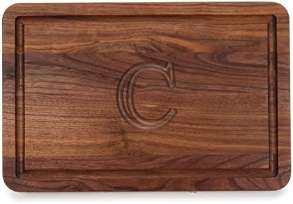 BigWood Boards W210-C Thick Cutting Board, 10.5-Inch by 16-Inch by 1-Inch, Monogrammed"C", Walnut