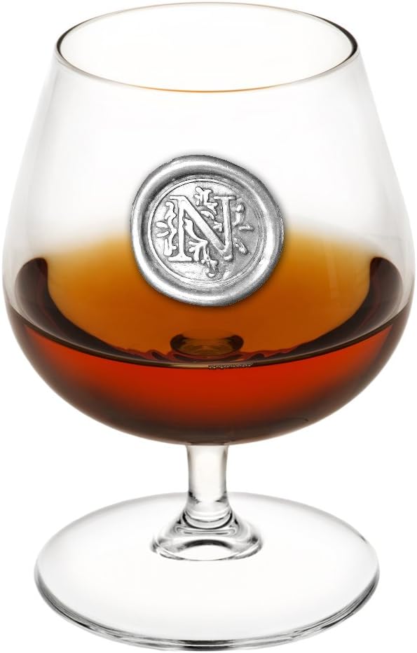 English Pewter Company 14.5oz Brandy Cognac Snifter Glass with Monogram Initial