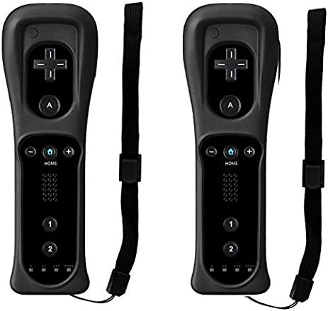 Doklos 2 Packs Gesture Controller with Silicone Case and Wrist Strap for Nintendo wii Wii U Gamepad Console (Black and Black)