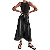 AGYMNX Women‘s Sleeveless T Shirt Dress Ribbed Knit Long Tank Dress Summer Y2K Maxi Dresses