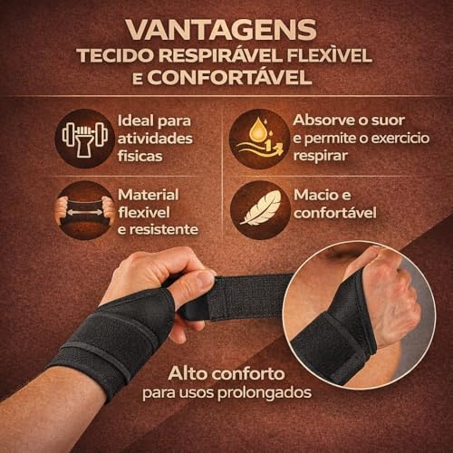 Munhequeira Ortopédica Ajustável com Compressão e Estabilização– Suporte para Pulso, Alívio de Dor, Tendinite, LER/DORT, Academia e Uso Diário – Tamanho Universal Premium