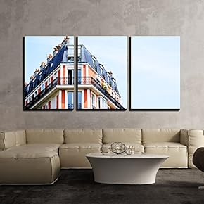 3 Piece Canvas Wall Art - Facade of a European Style Building - Modern Home Art Stretched and Framed Ready to Hang - 16"x24"x3 Panels