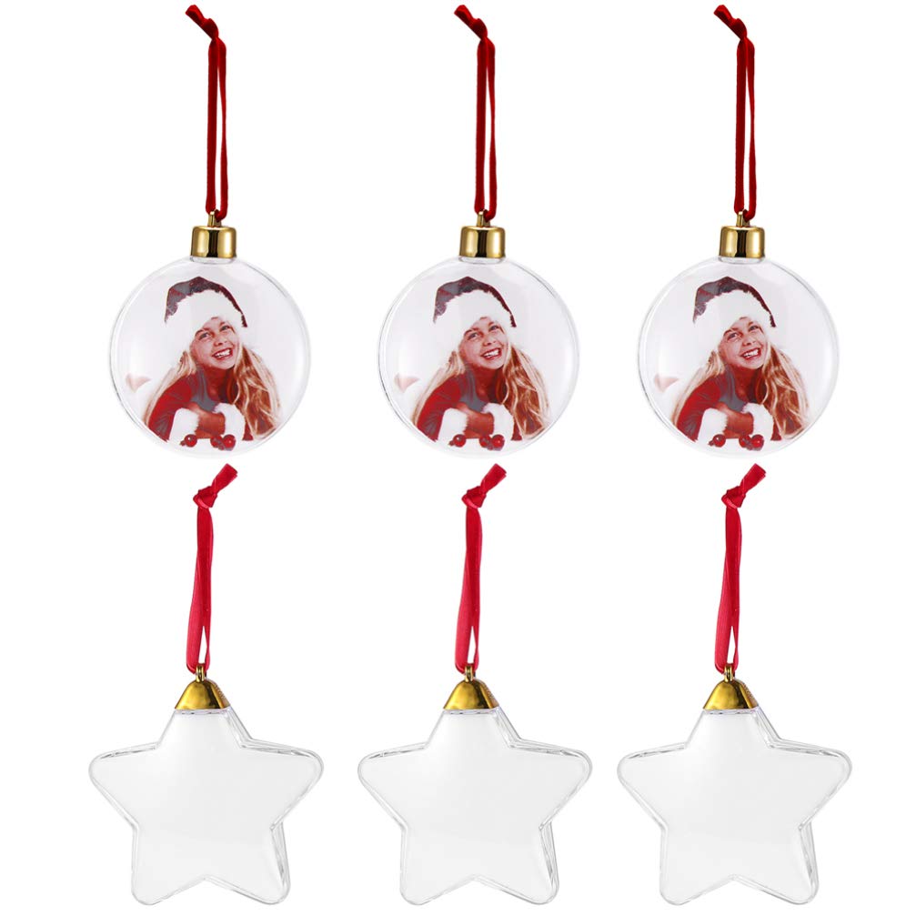 TOYANDONA 6pcs Transparent Christmas Ornaments Balls DIY Plastic Fillable Christmas Tree Balls Decorations Shatterproof Seasonal Hanging Baubles Photo Frame for Xmas Tree Decorations