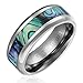 Cavalier Jewelers 8MM Comfort Fit Titanium Wedding Band | Engagement Ring with Abalone Shell Inlay | Beveled Edges
