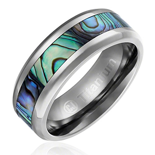 8mm comfort fit titanium wedding band | engagement ring with abal…