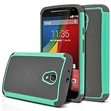 Moto G Case, MagicMobile [Dual Armor Series] Hybrid Impact Resistant Moto G 2nd Generation Shockproof Tough Case Hard Plastic with Silicone Protective Case for Moto G 2nd Gen (2014) [Gray / Turquoise]