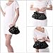 BMC Black Floral Embellished Sheer Chiffon Exterior Kissing Lock Clasp Resin Handle Framed Party Clutch - Evening Out Collection