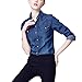Froomer Women's Long Sleeve Pocket Denim Button Down Blouse