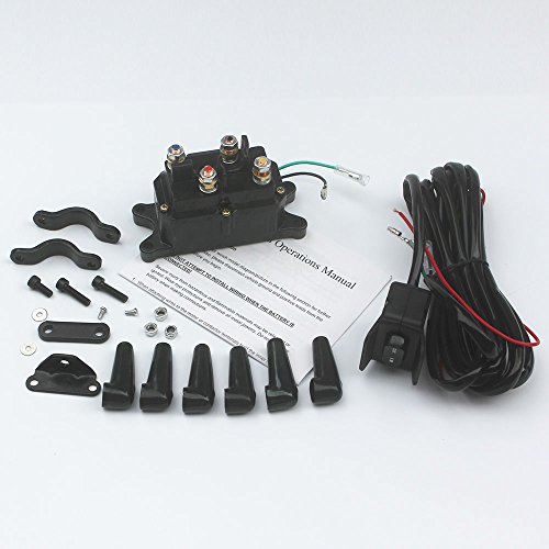 kipa Winch Solenoid Relay 12V 250A & Winch Rocker Thumb Switch Assy for ATV UTV Polaris 800 1000 SUV Jeep Trailer Hydraulic Pump Lift Jack 1500lb-5000lb Winch with mounting Brackets Terminal Caps - Image 3