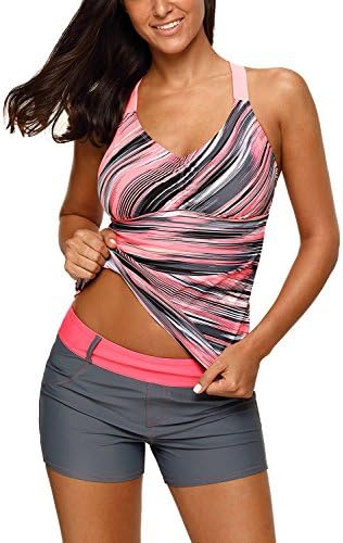Jersri Women Tankini Tops,Multicolor Printed Strappy Racerback Swim Tops,Without Bottoms